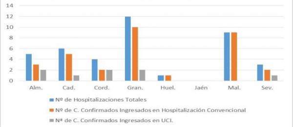 La Consejería de Salud y Familias informa de que, actualmente, 40 pacientes confirmados con COVID-19 permanecen ingresados en los hospitales andaluces, de los que 8 se encuentran en UCI