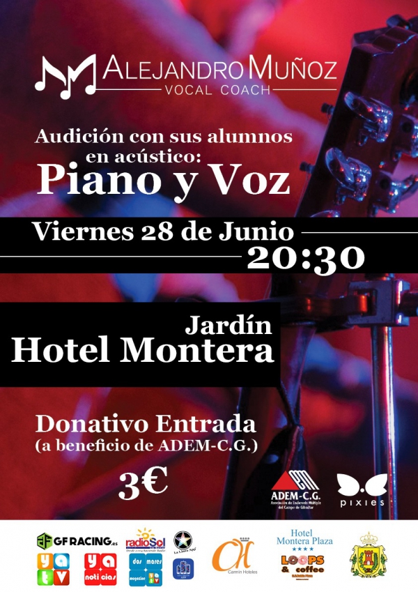 Audición de la Academia de Alejandro Muñoz a beneficio de ADEM-CG el próximo viernes 28 en el Hotel Montera plaza de Los Barrios