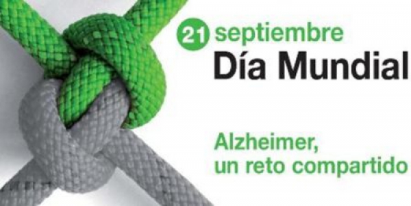Mesa petitoria de la asociación de enfermos de alzheimer con motivo del Día Mundial de la enfermedad