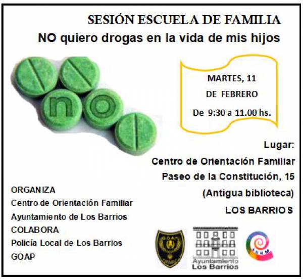 ‘No quiero drogas en la vida de mis hijos’, nueva sesión mañana en el Centro de Orientación Familiar de Los Barrios