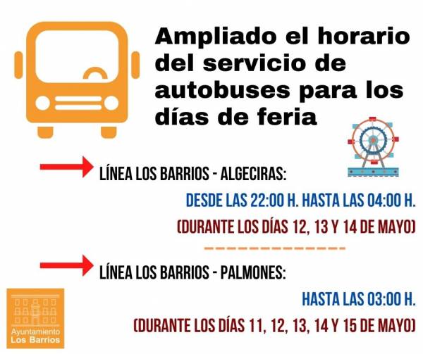 Ampliado el horario del servicio de autobuses de Los Barrios para los días de feria