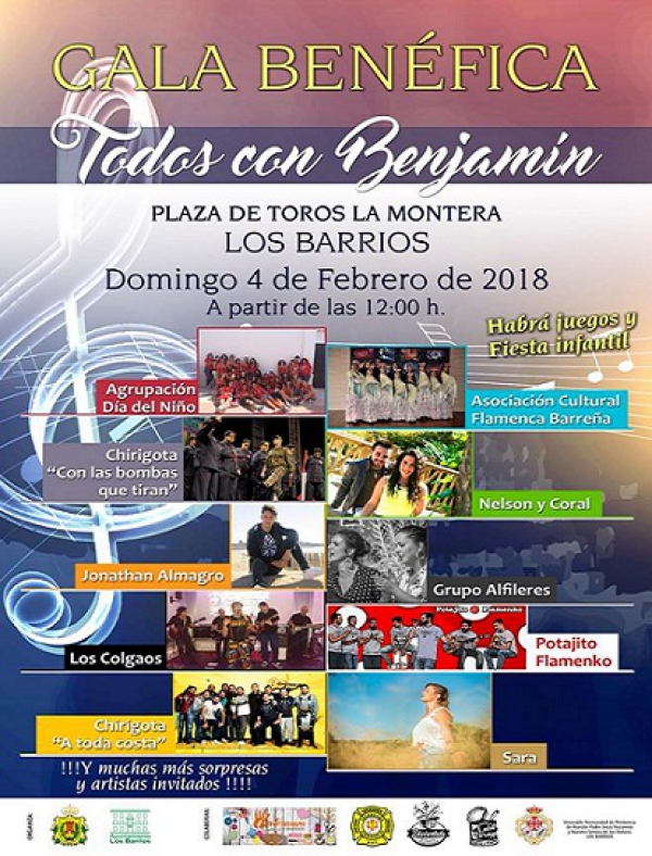Festejos y Juventud Los Barrios anuncia la celebración este domingo de la gala benéfica ‘Todos con Benjamín’