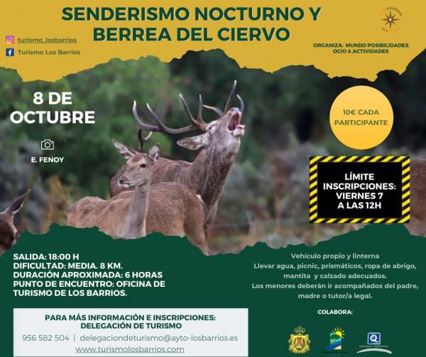 La delegación de Turismo de Los Barrios programa una salida nocturna el sábado 8 de octubre para asistir a la berrea del ciervo