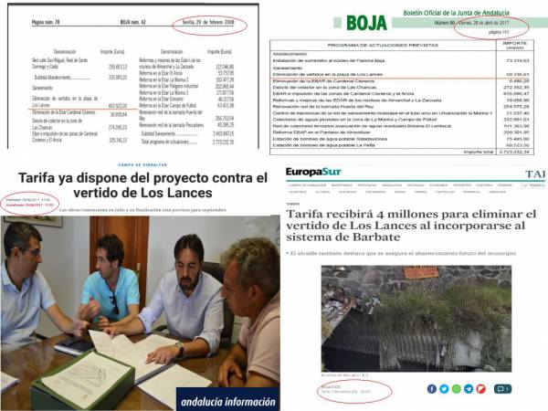 Verdes de Europa-Tarifa vuelve a denunciar el despilfarro de dinero público en un nuevo episodio del culebrón de la supuesta eliminación de los vertidos de aguas fecales a la Playa de Los Lances