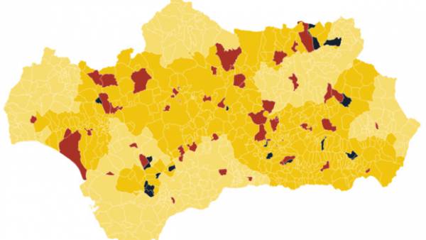 Relación de municipios andaluces con cierre perimetral por alta incidencia de Covid-19 y niveles de alerta