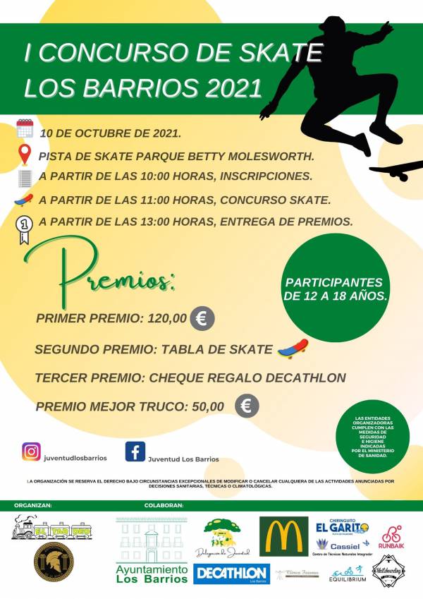 El I Concurso de Skate Los Barrios 2021, el domingo en la pista del parque Betty Molesworth