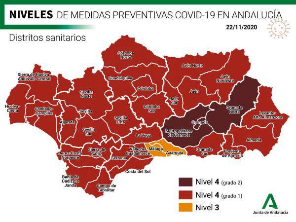Andalucía prorroga hasta el 10 de Diciembre las medidas tomadas por el Covid-19 y hay novedades en los distritos sanitarios de la comunidad