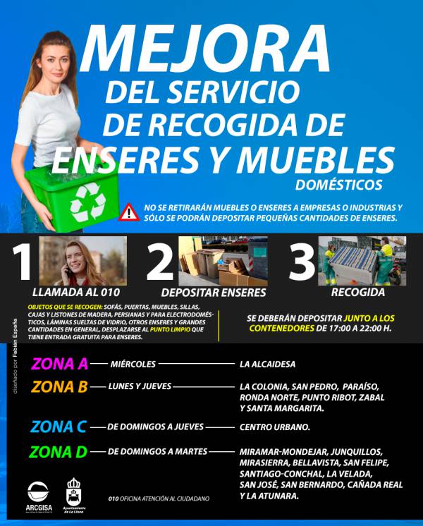 Ayuntamiento de La Línea y Arcgisa desarrollan una campaña para mejorar la recogida de enseres y muebles domésticos