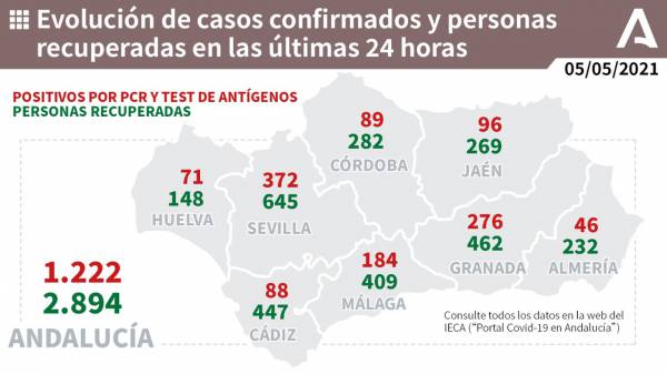 Coronavirus Andalucía | 1.319 pacientes confirmados con COVID-19 permanecen ingresados en los hospitales andaluces, de los que 343 se encuentran en UCI